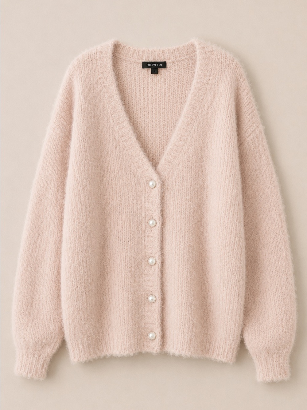 Pink SOFT cozy buttoned down sweater forever 21 size large
